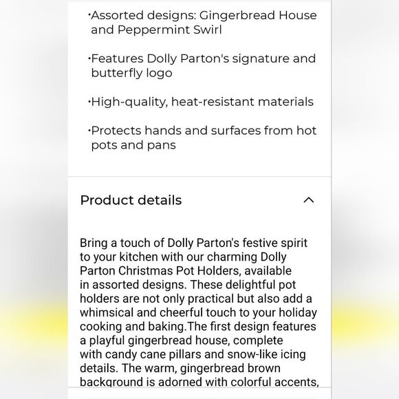 Dolly Parton Candy Cane Swirl Oranament Pot Holder - Picture 4 of 7